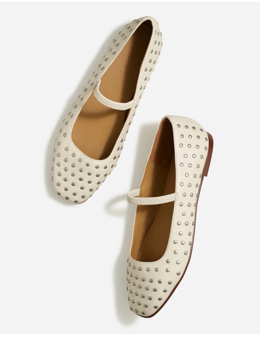 Madewell Ecru Studded Mary Jane Flats 8